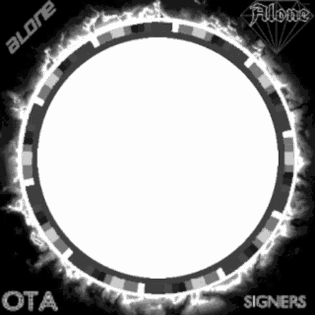 a black and white circle that says alone ota signer