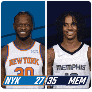 New York Knicks (27) Vs. Memphis Grizzlies (35) First-second Period Break GIF - Nba Basketball Nba 2021 GIFs