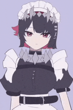 a drawing of a girl wearing a maid outfit and a crown .