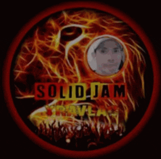 a picture of a man in a circle with the words solid jam on it