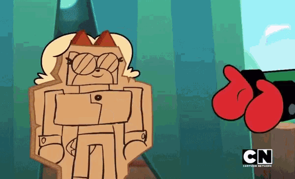 a cartoon character from cn is standing next to another character