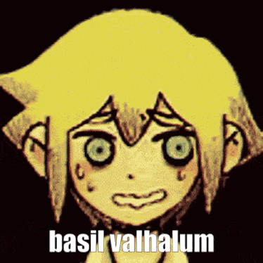 a drawing of a person with the words basil valhalum written below it