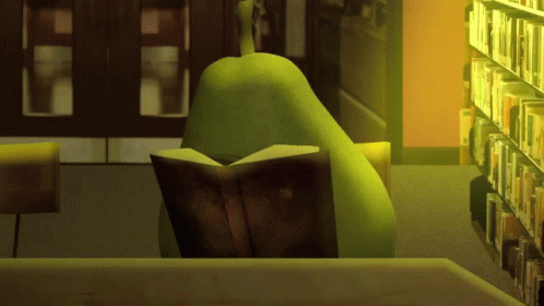 Pear Reading Book GIF - Pear Reading Book Who Is There GIFs