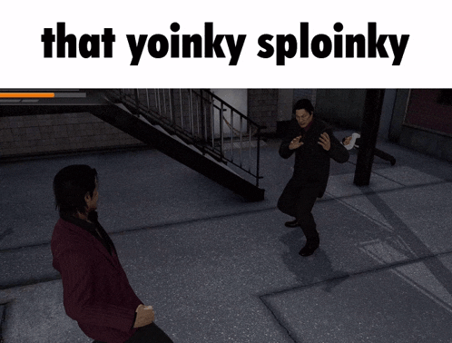 a video game scene with the words that yoinky sploinky