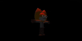 a cartoon character is standing in the dark with his arms outstretched
