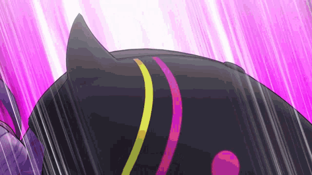 a close up of a cartoon character 's tail with a pink background