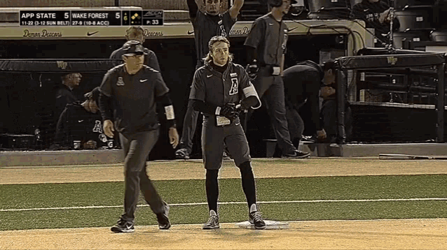 a baseball game between wake forest and app state is being played