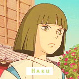 a close up of a cartoon character with the word haku on it