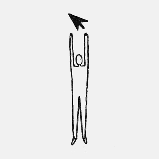 a black and white drawing of a person standing in front of a computer mouse .