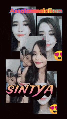 a collage of photos of a woman with the name sintya