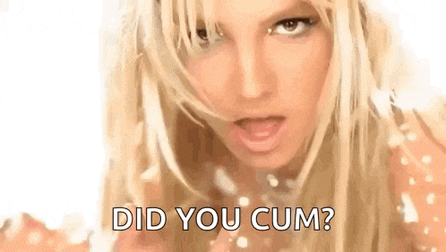 a close up of a woman 's face with the words `` did you cum ? '' coming out of her mouth .
