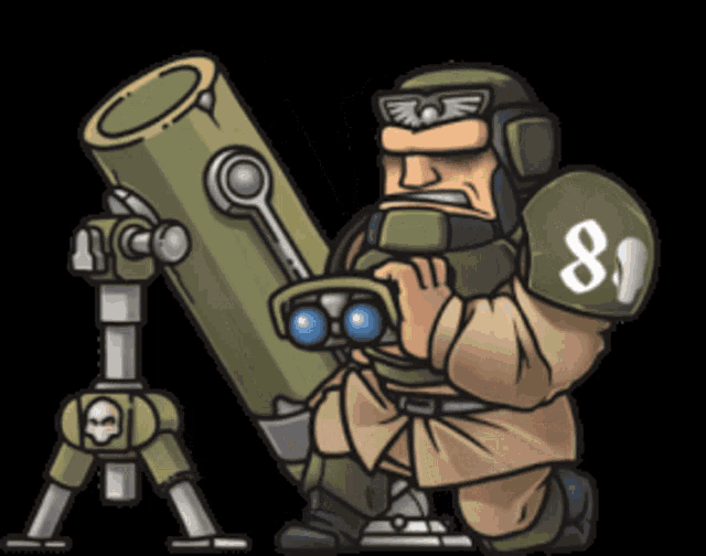 a cartoon of a soldier with the number 8 on his chest