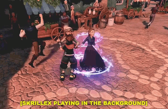 skrillex is playing in the background of a game