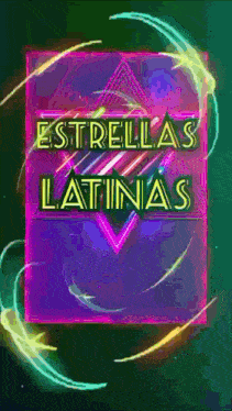 a neon sign that says estrellas latinas on a green background