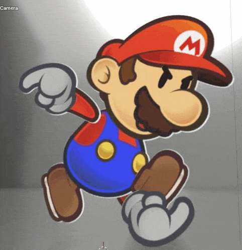 a cartoon of mario wearing a red hat with a m on it