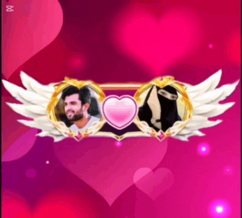 a picture of a man and woman with wings and a heart