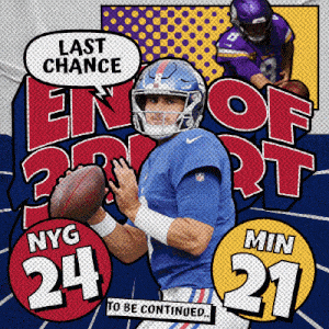 an advertisement for a football game between the ny giants and the vikings