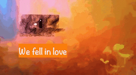 an animated image with the words we fell in love