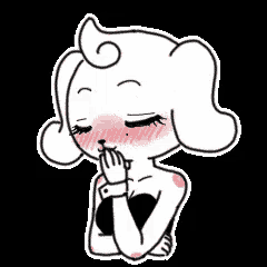 a cartoon drawing of a woman covering her mouth with her hands .