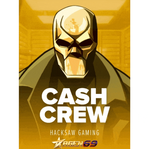 a poster for cash crew hacksaw gaming with a skull on it