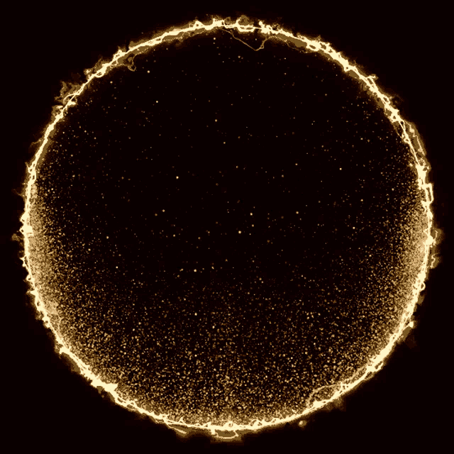 a glowing circle with a black background and a lot of sparkles