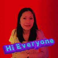 a woman is holding up a sign that says hi everyone