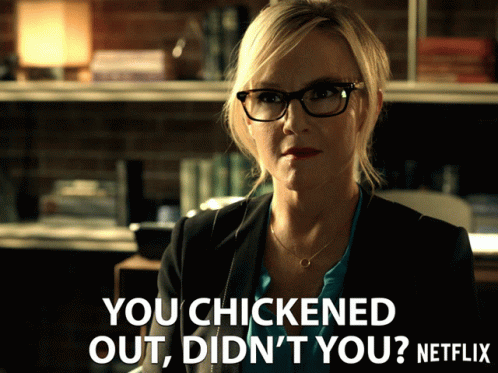 You Chickened Out Didnt You Linda Martin GIF - You Chickened Out Didnt You Linda Martin Rachael Harris GIFs