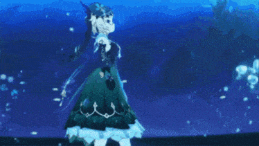 a cartoon character is standing in the water with bubbles coming out of her hair