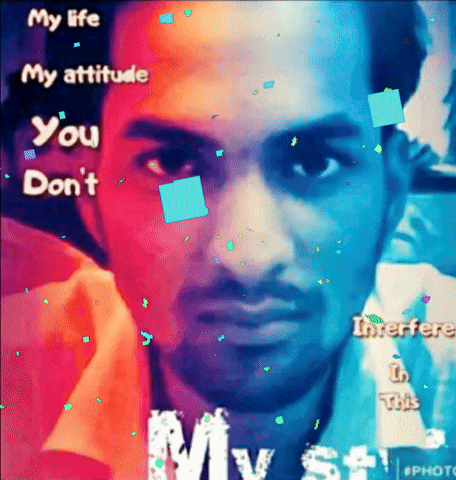 a picture of a man with the words my life my attitude you don t