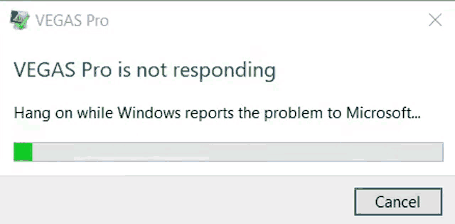 vegas pro is not responding hang on while windows reports the problem to microsoft ... cancel