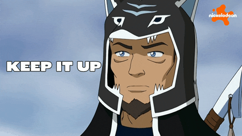 a cartoon of a man wearing a helmet with the words keep it up below him