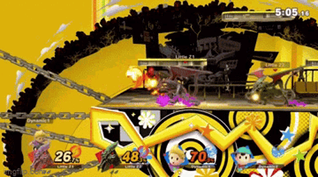 a screenshot of a video game with the time 5:05 on it