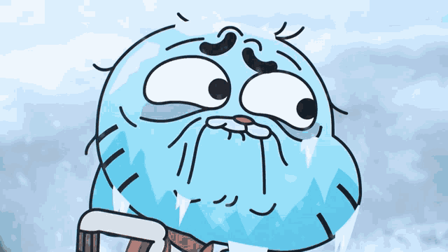 a cartoon character with ice on his face and a beard