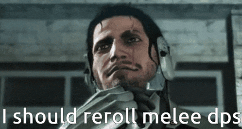 a man wearing headphones and a scarf says i should reload melee dps