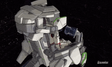a drawing of a robot with the word sunrise on the bottom right