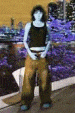 a blurry picture of a person with a purple background