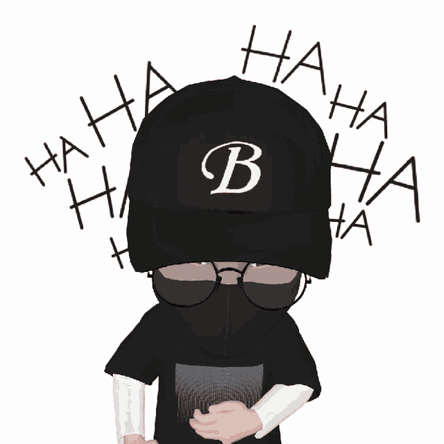 a cartoon character wearing a black mask and glasses is surrounded by ha ha ha ha ha ha ha ha ha ha ha ha ha ha ha