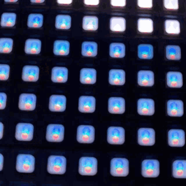 a row of squares with the letter c on them are lit up