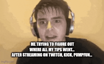 a man wearing headphones is making a funny face while talking on a video call .