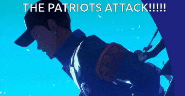 a man in a baseball cap with the words the patriots attack written on it