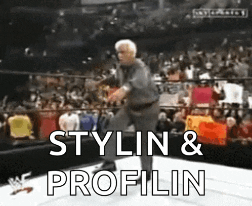 a man in a wrestling ring with the words stylin & profilin