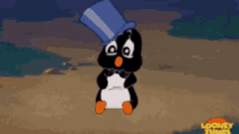 a cartoon penguin wearing a top hat and bow tie is from the looney tunes show