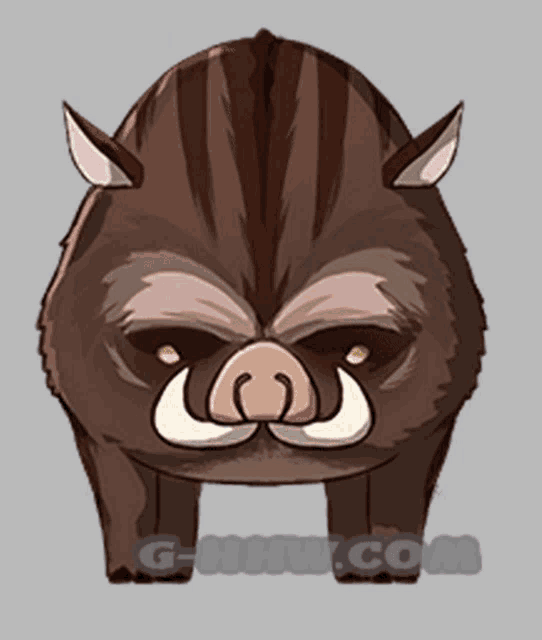 a cartoon drawing of a wild boar with the website g-bull.com in the corner