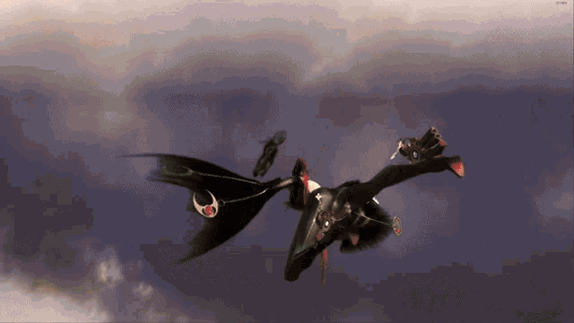 a computer screen shows a few dragons flying in the air