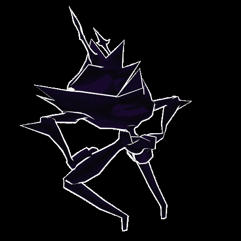 a purple and white drawing of a spider with a crown on its head .