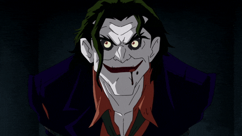 a drawing of the joker with his mouth open