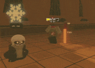 a screenshot of a video game with a skull and a snowflake behind him