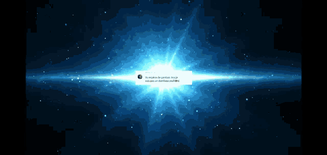 a blue background with a glowing light coming out of it and a reply from a person