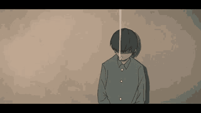 a cartoon of a boy smoking a cigarette while standing next to a wall .