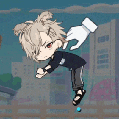 a cartoon character is being held upside down by a hand .